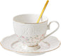 TATSUMI Interglio Embossed Bone China Tea Cup and Saucer Set, 3 Pieces Vintage by TATSUMI