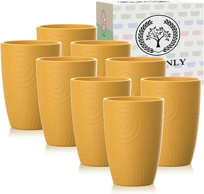 Homienly Wheat Straw Cups Set 8 PCS, 12 OZ Reusable Plastic Cups Alternative by HOMIENLY