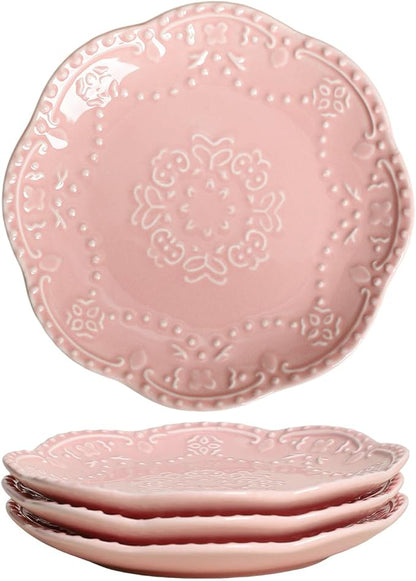 Gaolinci European Palace Series Lace Embossed Ceramic Dinner Plate by Gaolinci