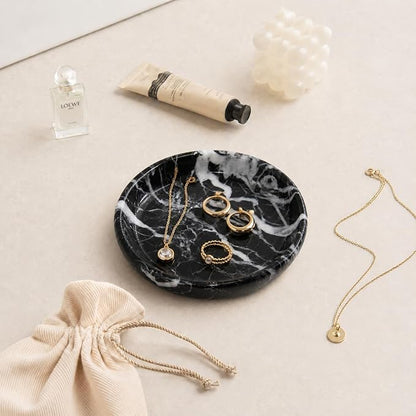 Small Natural Marble Jewelry Tray Key Plate Holder Dish Trinket Decor Catch All - Image 3