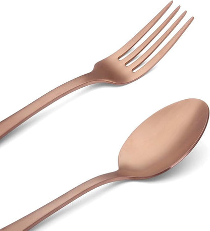 Matte Rose Gold Silverware Set, Satin Finish 20-Piece Stainless Steel Flatware - Image 3