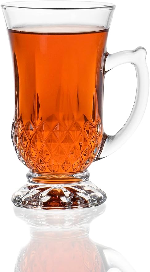 Red Co. 6-Pack Classic Clear Cut Glass 4.5 Oz Footed Turkish Tea Cups by RedCo