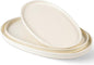 theterra Ceramic Serving Platter, 15.6"/14.4"/12.2" Oval Serving Dishes for Entertaining, Oven Safe, Microwave Safe, Serving Plates Set of 3 for Wedding, Party, Turkey, Beige