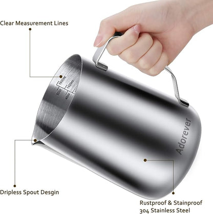 Milk Frothing Pitcher, 50oz Steaming Pitcher Stainless Steel Espresso Machine - Image 2