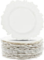 LOYALHEARTDY 24 Pack 13 Inch White Charger Plates, Plastic Reef Textured Rim Round Decorative Underplates for Wedding, Party, Dinner Table