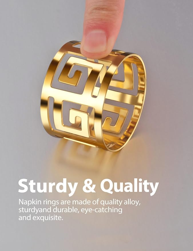 Luxurious Hollow Out Design Napkin Rings Holder, - Image 6