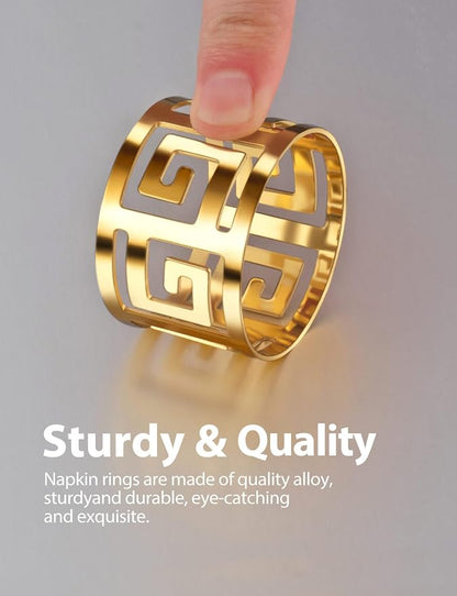 Luxurious Hollow Out Design Napkin Rings Holder, - Image 6