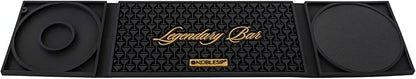 NobleSip Bar Mat 3in1 𝗜𝗡𝗡𝗢𝗩𝗔𝗧𝗜𝗩𝗘 with Cutting Board and Glass Rimmer "Legendary Bar". Upgrade your commercial cocktail station, or home bar with a multifunctional, compact, and stylish mat