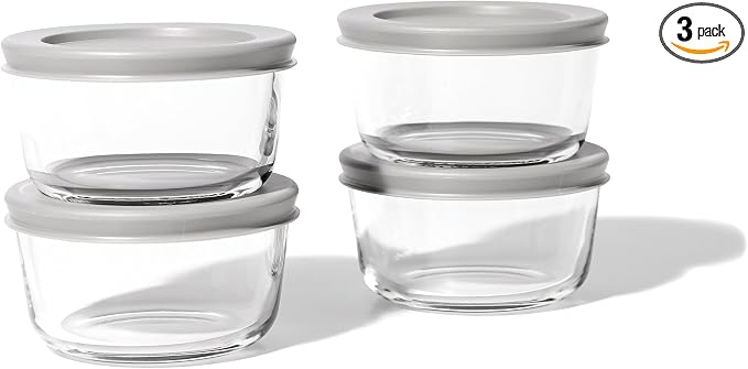 8-Piece Glass Food Storage Containers Set | 1-Cup, Leakproof | Microwave by DuraLiving