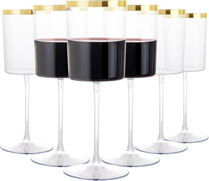 Ciaell 12 Pack Gold Plastic Wine Glasses by Ciaell