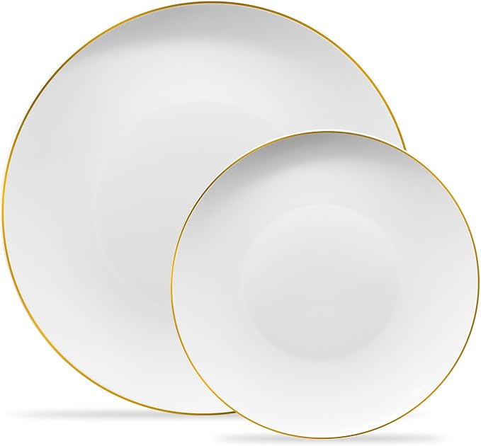 PLASTICPRO White Plastic Design Party Plates Premium heavyweight Elegant by PLASTICPRO