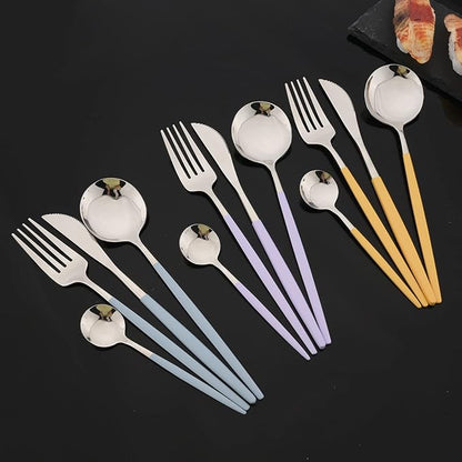 JASHII Flatware Set 24 Piece, Stainless Steel Silverware Set, Macaron Small - Image 8