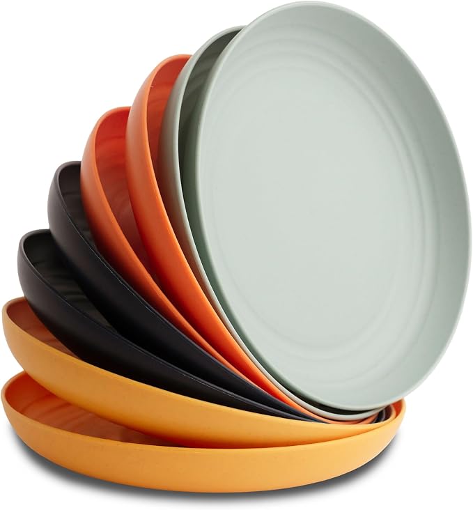 8-Pack Reusable Wheat Straw Plates Set by NookTheory