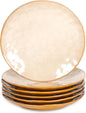 vicrays Ceramic Dinner Plates Set, 10.5 Inch, Set of 6, Round, Microwave, Oven, Dishwasher Safe, Porcelain Fluted Suitable for Steak, Pasta, Pizza, Home, Party, Restaurant (Beige)