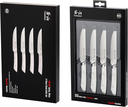 Cangshan HELENA Series German Steel Forged 4-Piece Fine-Edge Steak Knife Set (White)
