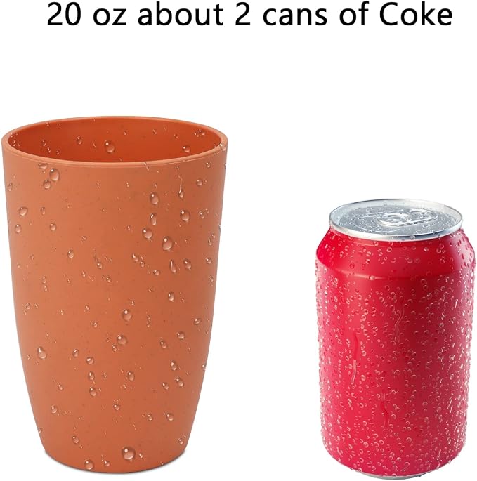 Homienly Plastic Cups Alternative, Unbreakable 20 OZ Wheat Straw Cups-Set of 8 - Image 3