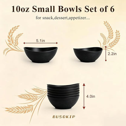 10oz Small Bowls, Unbreakable Wheat Straw Bowls Set of 6, Mini Bowl - Image 2