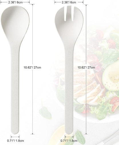 Plant Based Salad Servers Reusable Salad Fork and Spoon Set, Microwave and - Image 2