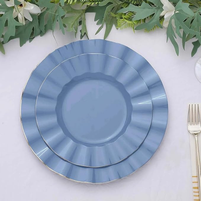 Efavormart 9" Salad Plates – Set of 10 Plastic Ocean Blue Round Disposable by efavormart