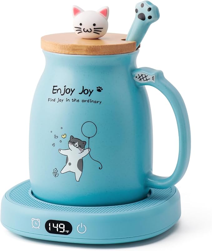 Coffee Mug Warmer Cat Mug Set for Desk Electric Heated Cup Tea Candle Plate | by SmartTool%E2%80%A2BetterLife
