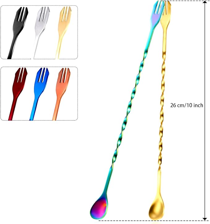 Boao 16 Pcs 10 Inch Long Bar Spoon Cocktail Spoon Stirring Mixing Stainless - Image 2