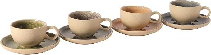 Gibson Elite Manila Bay 8-Piece Stoneware 5 oz Cup and Saucer Set, Reactive - Image 9