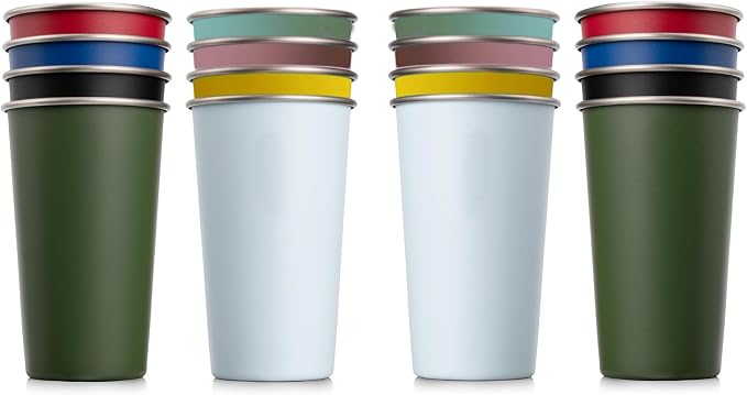 16 Pack Stainless Steel Cups 16oz by Unknown