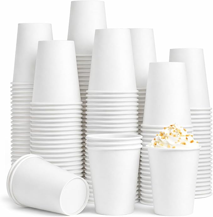 Paper Coffee Cups 12 oz, 100 Pack White Disposable Cups by Unknown