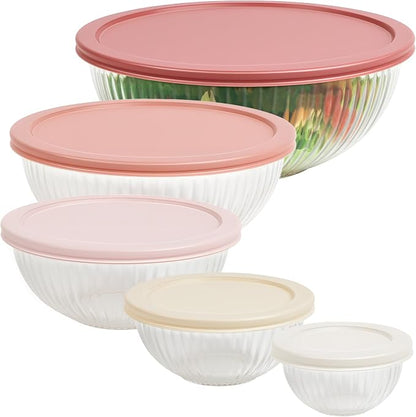 Glass Mixing Bowls with Lids Sets, Meal Prepping and Salad, Bpa Free, - Image 9