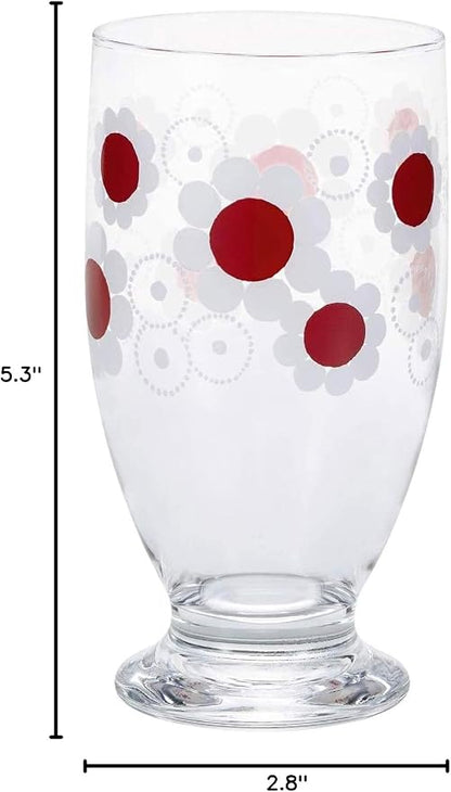 ADERIA Retro Glass with Stand with Flowers, 11.2 fl oz, Gift Box, Made in Japan - Image 9