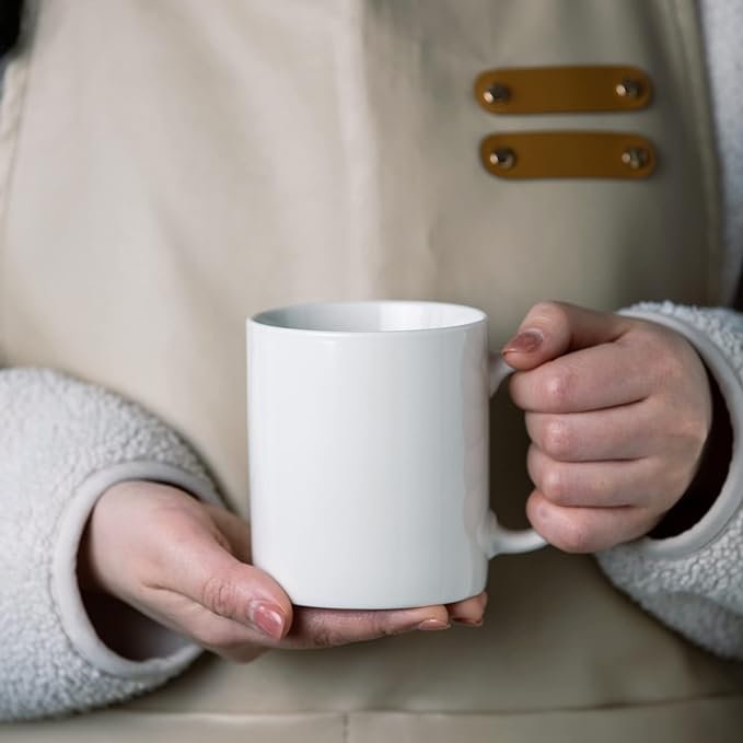 GBhome White Coffee Mugs Set of 12, 12 oz Ceramic Coffee Cups | Classic COffee - Image 6