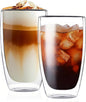 17oz Double Wall Glass Coffee Mugs Set of 2, Insulated Coffee Mug, Clear Borosilicate Glass Coffee Cups for Cappuccino, Tea, Lightweight and Microwave Safe