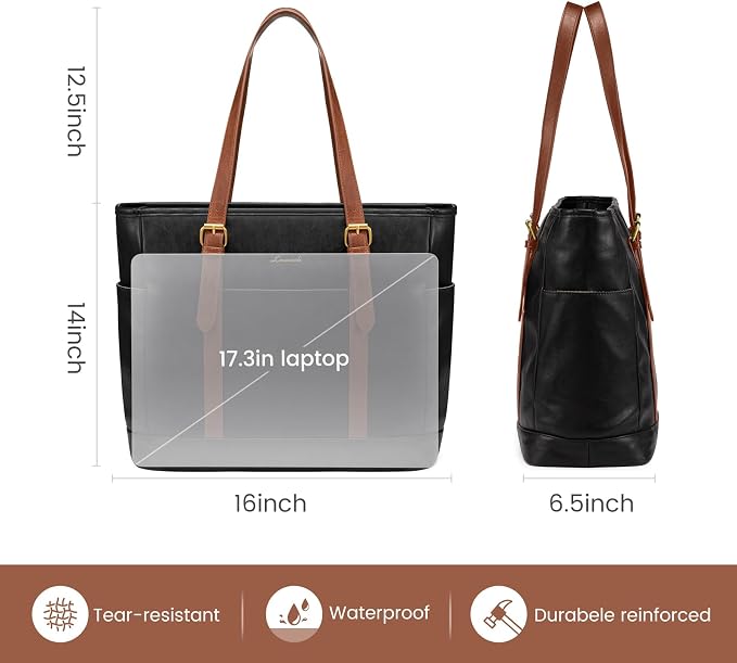 LOVEVOOK Laptop Tote Bag for Women, Leather Work Computer Briefcase Bag | Large - Image 4