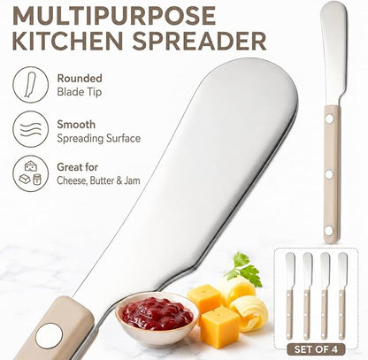 4PCS Stainless Steel Butter Knives Set: 6.3 Inch Cheese Spreader 304 Stainless - Image 3