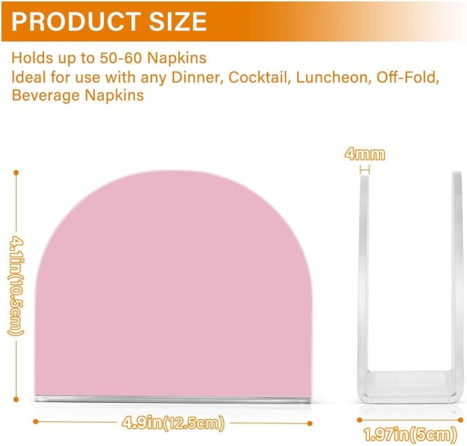 YETTASBIN Pink Napkin Holder for Table, Acrylic Upright Non Slip Tabletop - Image 3