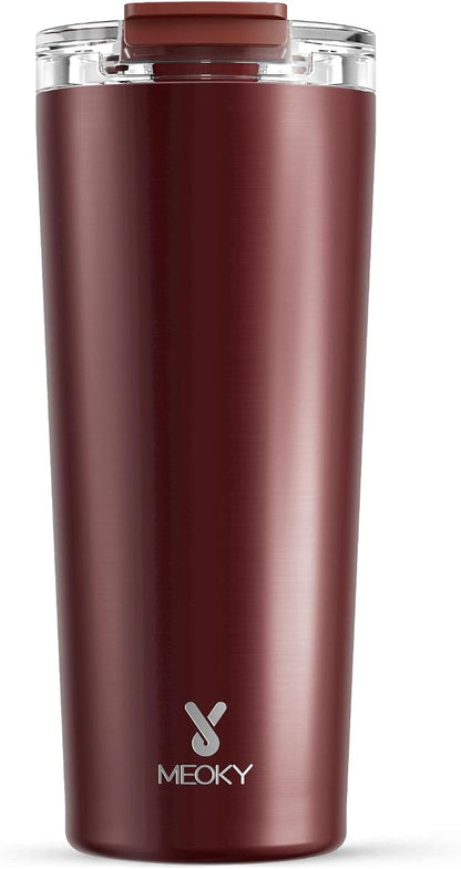 Meoky 24 oz Insulated Travel Coffee Mug: Leak Proof Lid, Mahogany | Stainless by MEOKY