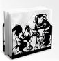 Farm Animals Decorative Black Metal Napkin Holder for Table, 5.3" x 4.5" x 2" Pig Sheep Chickens Cow Standing Napkin Holder for Home Kitchen Restaurant Picnic Party Coffee Bar Dining Room