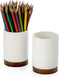 Ceramic Pen Holder for Desk, Pencil Cup, | Organizer and Makeup Brush Holder by Officepal