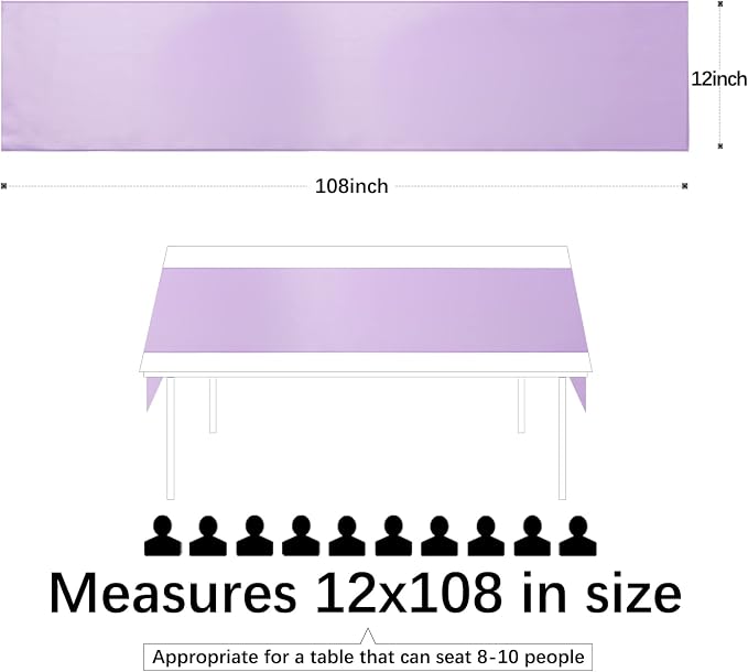 Lavender Satin Table Runners 10 Pack 12x108 inch Silk Smooth Fabric | Bright - Image 3
