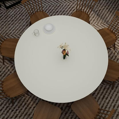 Round Table Pad, 1.8mm Thick, 30 Inch Diameter, Leather Table Cover and Protector for Dining Table Top (White+White)