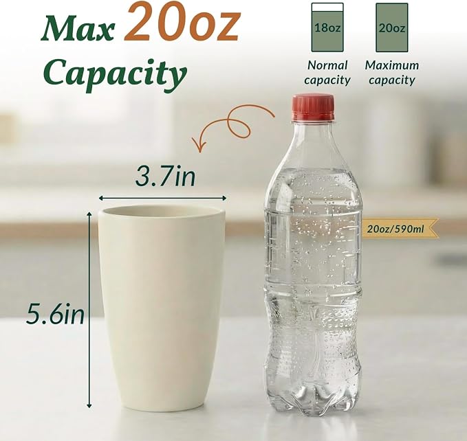 Homienly Premium Wheat Straw Cups, 20oz Lightweight and Unbreakable Drinking - Image 2