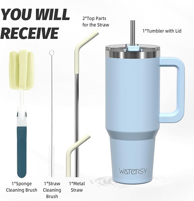 40 oz Tumbler with Handle, Tumbler with Lid and Straw, Double Wall Insulated - Image 3
