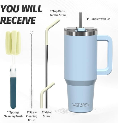 40 oz Tumbler with Handle, Tumbler with Lid and Straw, Double Wall Insulated - Image 3