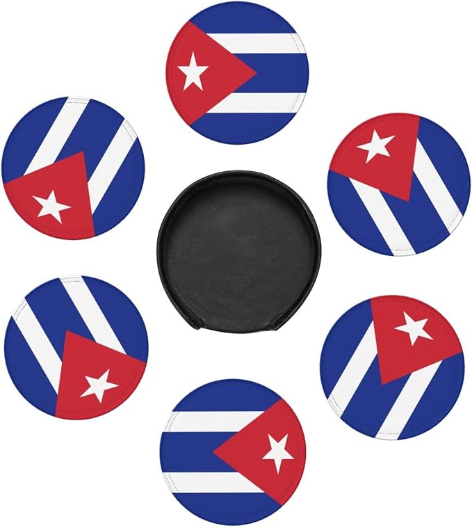 6 Pack Cuba Flag Leather Coaster - Image 3