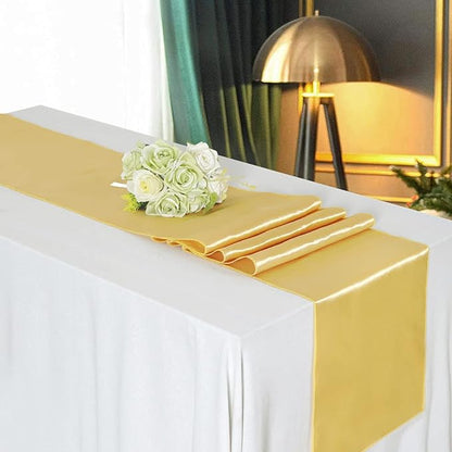B-COOL Set of 5 Satin Table Runner Light Gold 12x108 inch Table Runner - Image 4