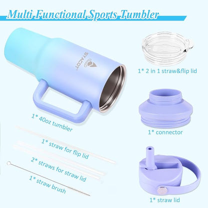 40 oz Tumbler with Handle and Straw or Convert to 40 oz Insulated Water Bottle - Image 7