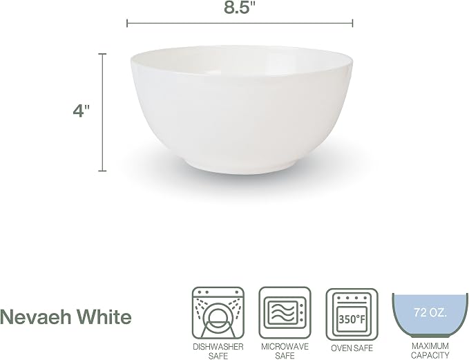 Everyday White by Fitz and Floyd Nevaeh Deep Serve Bowl, 8.5 Inch - Image 2