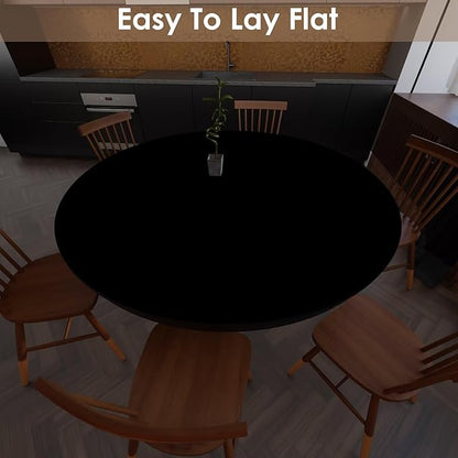 Round Table Pad,1.8mm Thick,Dia.51 Inch,Round Leather Table Cover,Round Table Protector,Round Dining Table Protector,Round Table Top Protector.(Dia.51,Black+Black)
