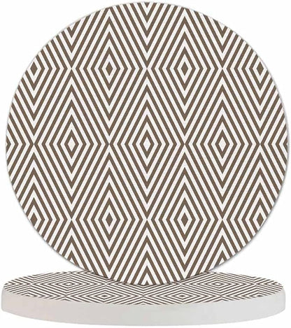 Rhombuses Stripes Anti Slip Coasters Diagonal Lines Chevron Delicate Striped Texture Cups Place Mats for Table Home Decor 4 Inches Living Room Kitchen Coffee Table,2 Pcs