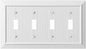 Beadboard Outlet Covers Wall Plates, Bamboo Fiber Light Switch Covers, Natural Material Electric Receptacle Decorative Switch Plate Outlet Cover (Pure White, 4 Gang Toggle 1 Pack)